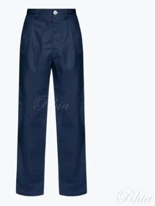 Marina Mid Rise Cotton Canvas Wide Pants Royal Blue - STONE ISLAND - BALAAN 2