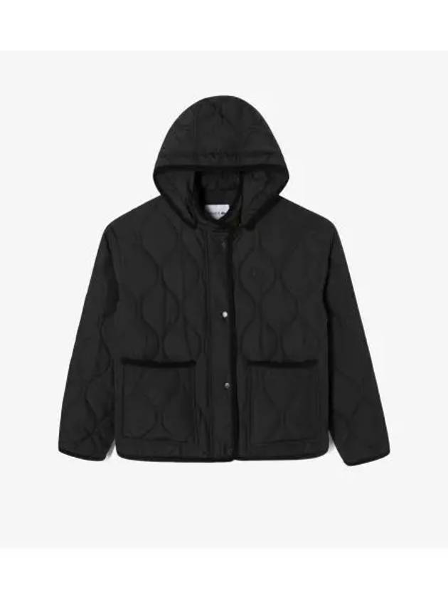 Women s Crop Wave Quilted Jumper Black - LACOSTE - BALAAN 1