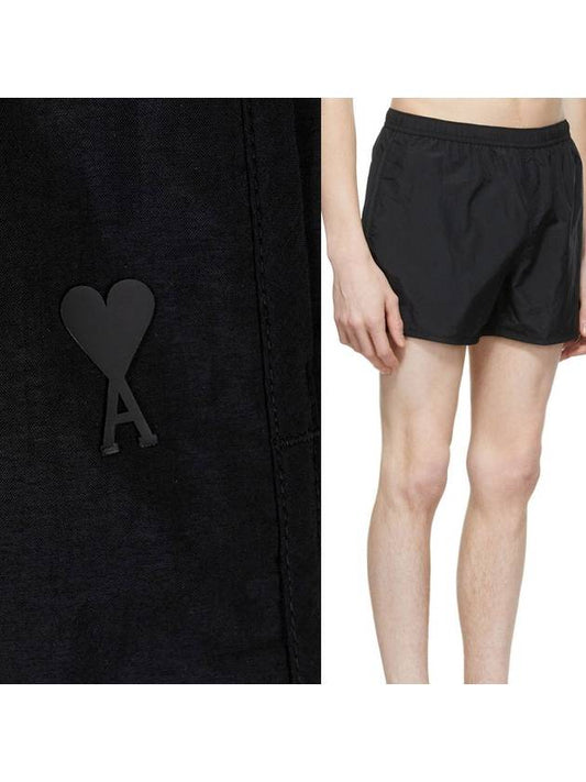 Small Heart Nylon Swim Shorts Black - AMI - BALAAN 2