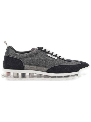 Flannel Clear Sole Low Top Sneakers Grey - THOM BROWNE - BALAAN 1