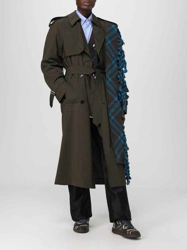 Double-Breasted Stretch Wool Trench Coat Military - BURBERRY - BALAAN 3