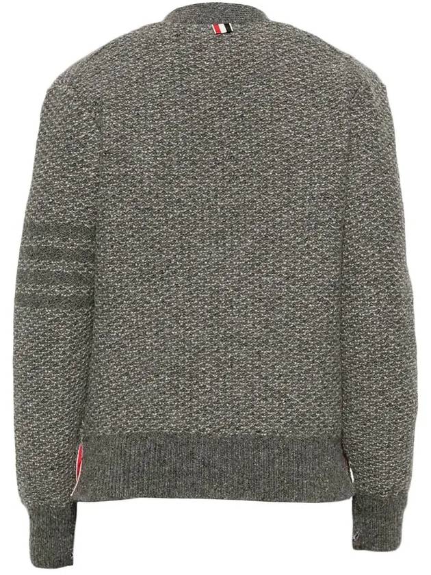 Donegal 4-Bar Relaxed V-Neck Cardigan Grey - THOM BROWNE - BALAAN 4