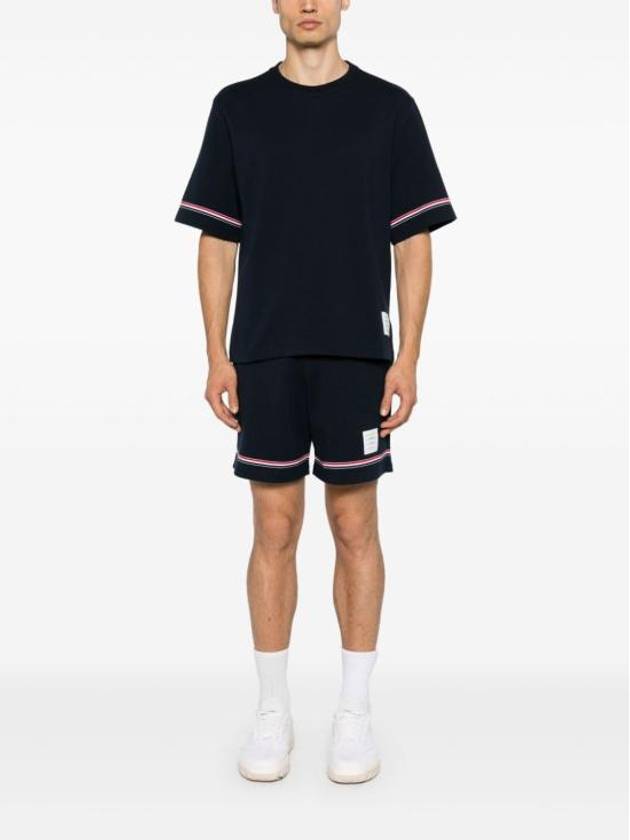 Cotton Rugby Short Sleeve T-Shirt Navy - THOM BROWNE - BALAAN 4