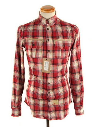 Check Cotton Long Sleeve Shirt Red - DSQUARED2 - BALAAN 2