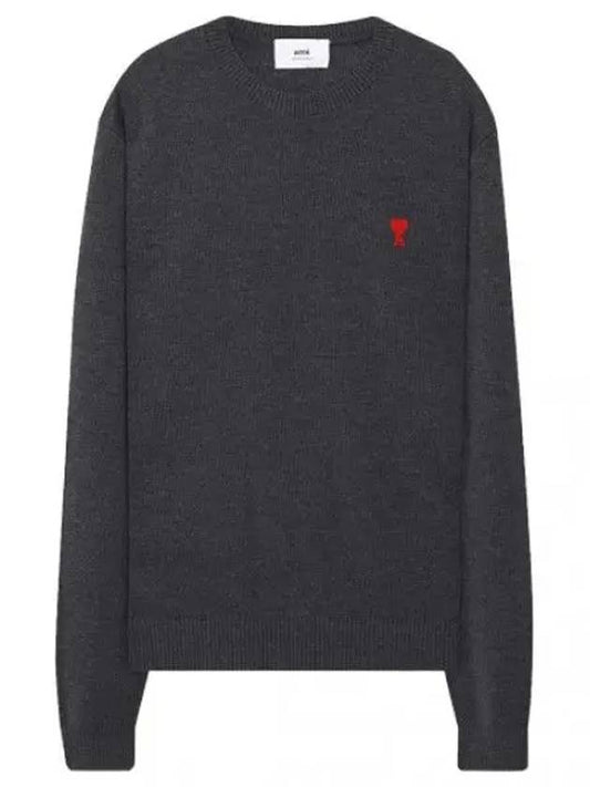 Chain Stitch Heart Logo Merino Wool Knit Men - AMI - BALAAN 1