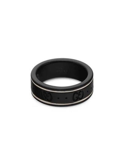 Icon Thin Band 18K Ring White Black - GUCCI - BALAAN 2