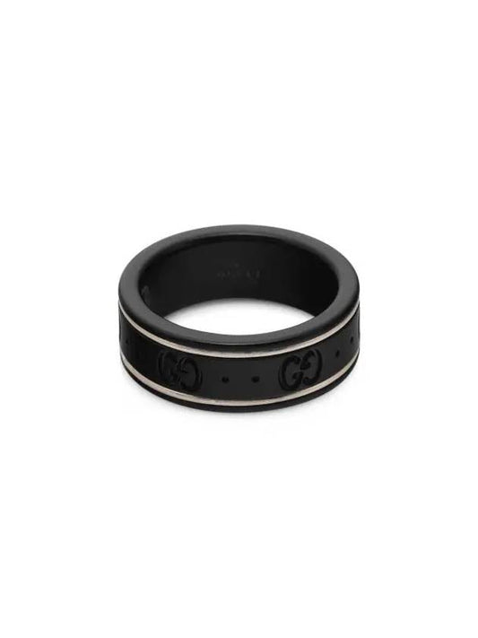 Icon Thin Band 18K Ring White Black - GUCCI - BALAAN.