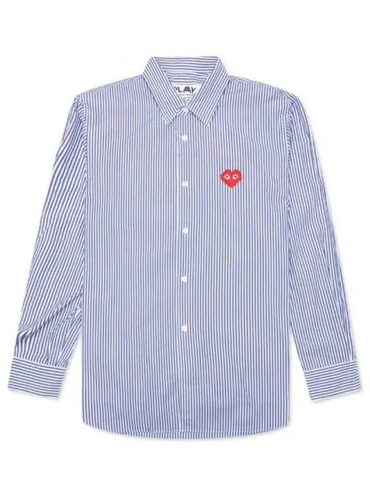 Men's Heart Wappen Striped Long Sleeve Shirt Blue - COMME DES GARCONS - BALAAN 2