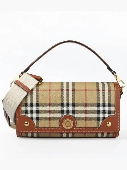 Women's Check Leather Top Handle Shoulder Bag Beige - BURBERRY - BALAAN 2