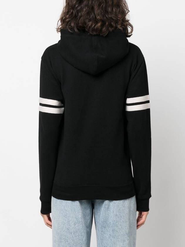 Embroidered Logo Hoodie Black - SAINT LAURENT - BALAAN 4