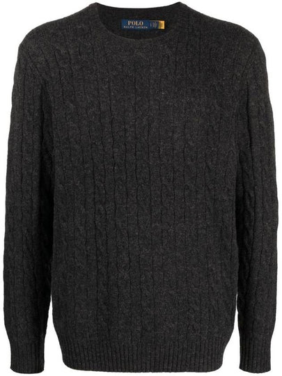 Embroid Logo Cable Knit Top Dark Grey - POLO RALPH LAUREN - BALAAN 2