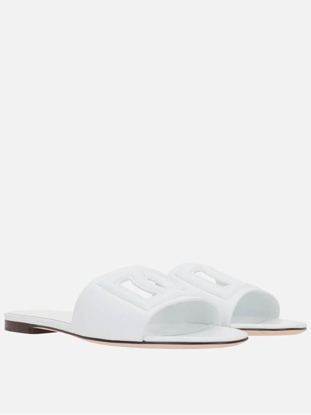 DG Logo Leather Flat Slippers White - DOLCE&GABBANA - BALAAN 3