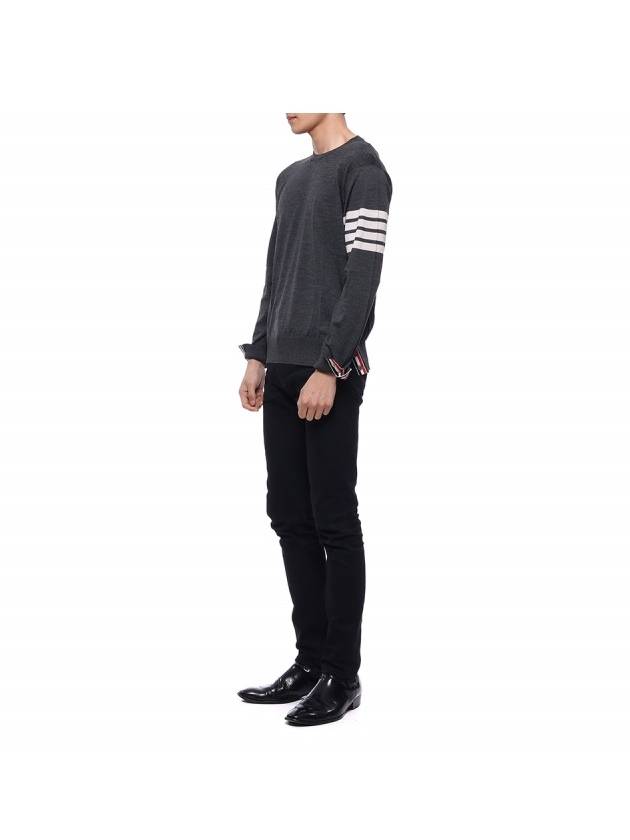 4 Bar Armband Classic Merino Wool Knit Top Dark Grey - THOM BROWNE - BALAAN 5