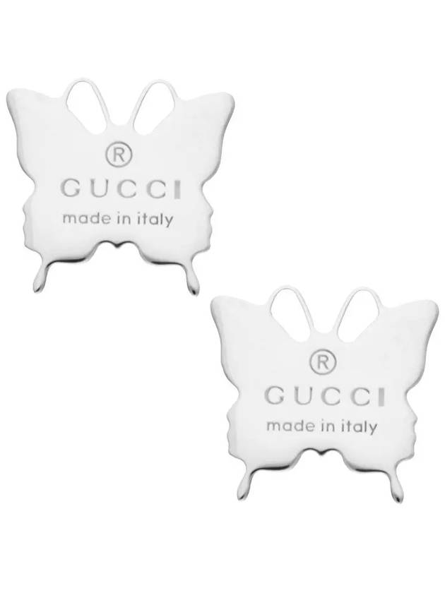 Butterfly Engraved Logo Earrings Silver - GUCCI - BALAAN 2