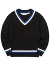 Oversized V neck cricket knit BLACK - WEST GRAND BOULEVARD - BALAAN 1