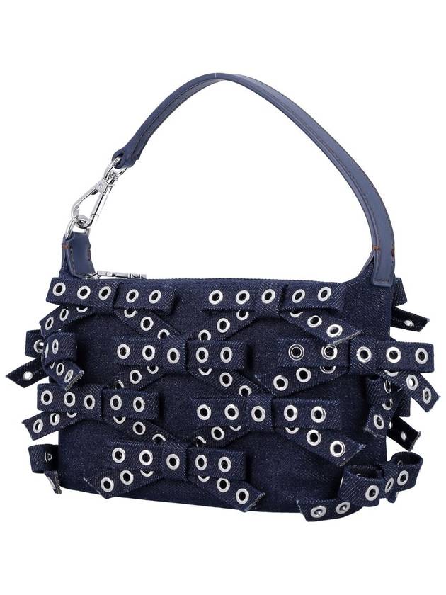 Denim small bow eyelet butterfly pouch bag - GANNI - BALAAN 3