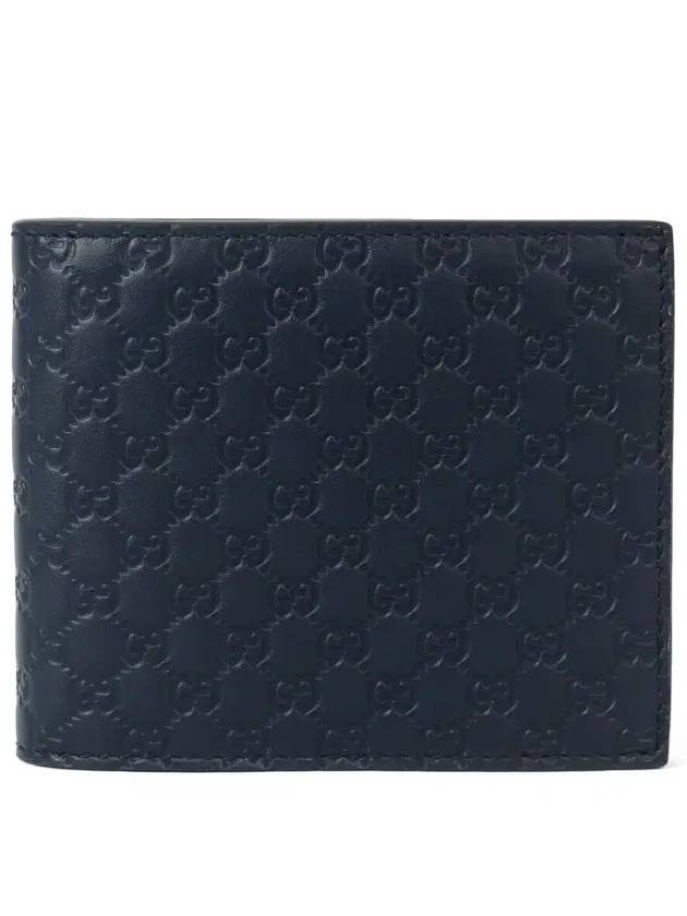 Micro GG Ssima Bifold Wallet Dark Navy - GUCCI - BALAAN.