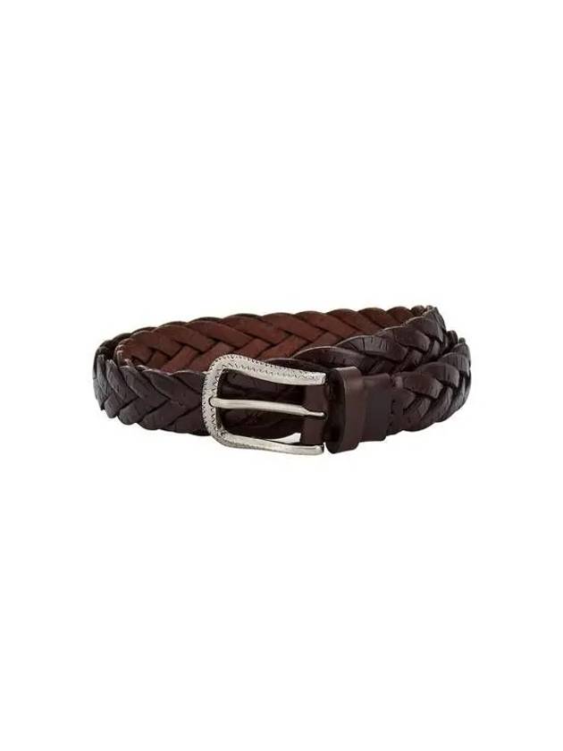 Men s Braided Calf Skin Belt Brown - BRUNELLO CUCINELLI - BALAAN 1