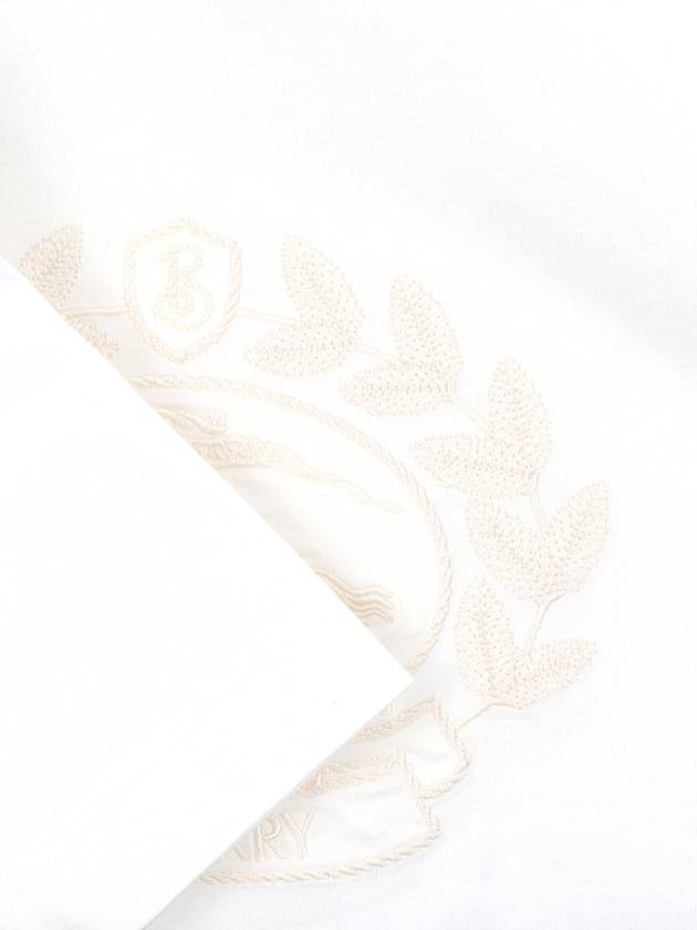 Embroidered Logo Cotton Short Sleeve T-Shirt White - BURBERRY - BALAAN 6