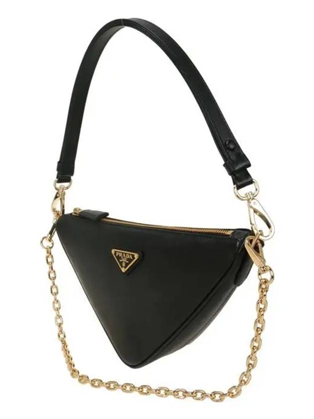 Triangle Saffiano Leather Shoulder Bag Black - PRADA - BALAAN 3