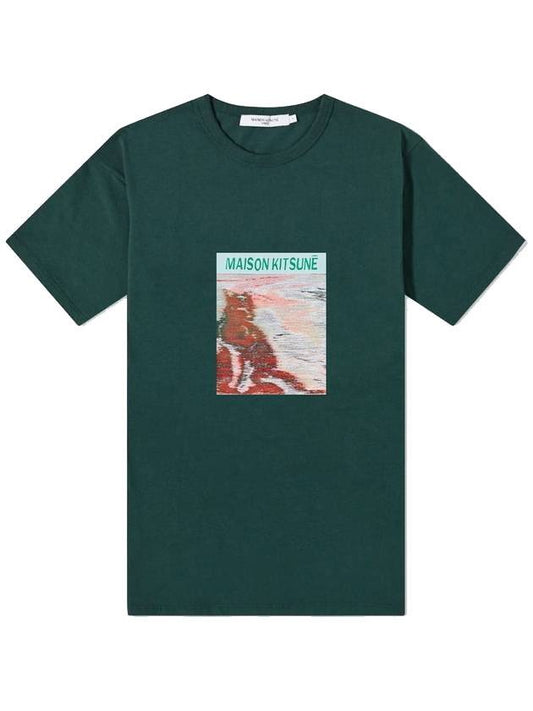 Photo Tag Classic Cotton Short Sleeve T-Shirt Dark Green - MAISON KITSUNE - BALAAN 1