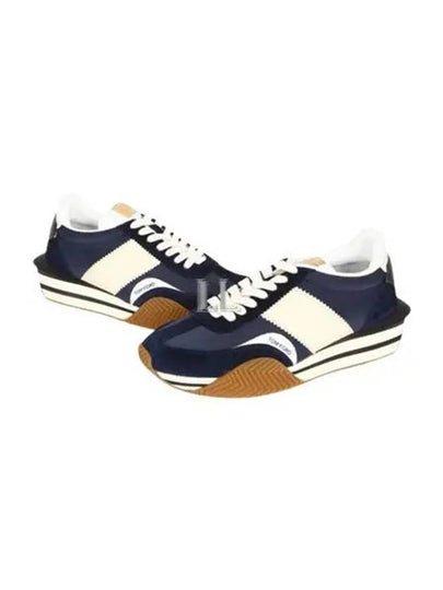 Logo James Panel Low Top Sneakers Navy - TOM FORD - BALAAN 2