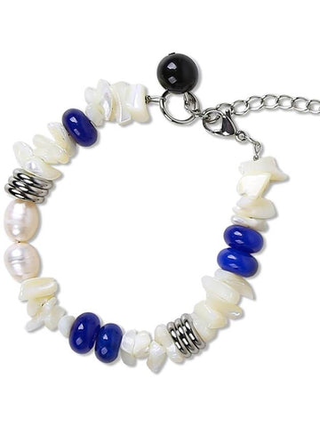 Natural Santorini Lapis & Pearl Bracelet - S SY - BALAAN 1