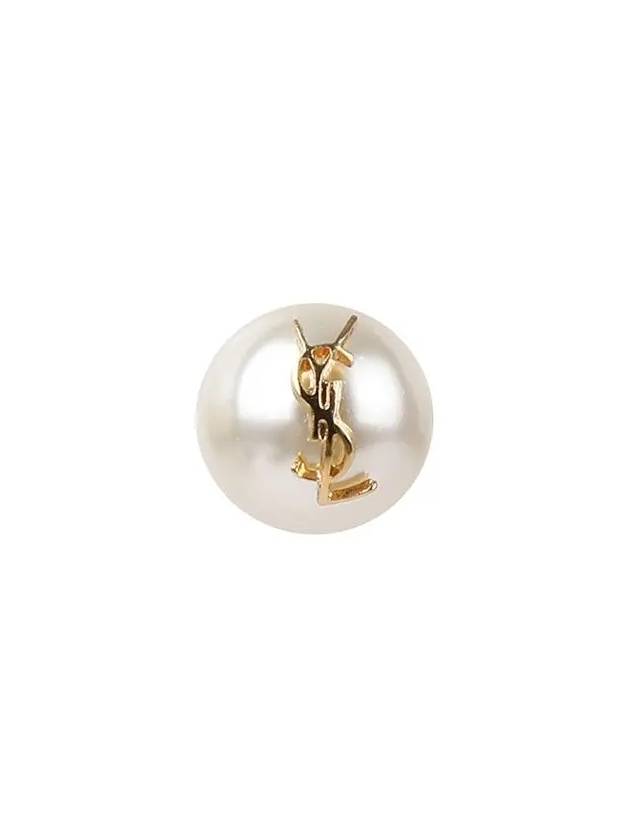 Cassandre Pearl Earrings in Metal Gold And Cream - SAINT LAURENT - BALAAN.