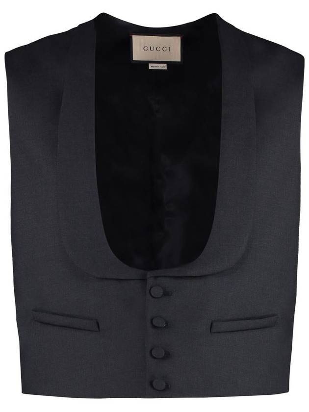 Men's Wool Mohair Formal Vest Black - GUCCI - BALAAN 2