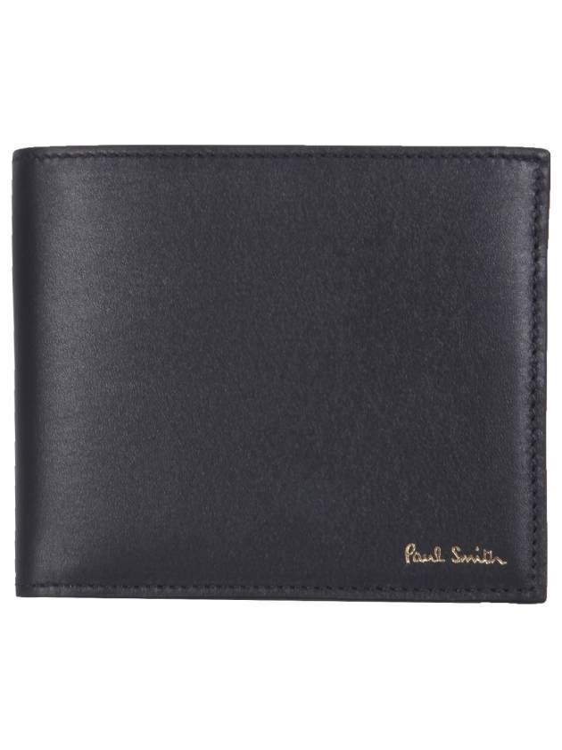 Men's Logo Signature Stripe Leather Half Wallet Black - PAUL SMITH - BALAAN 3