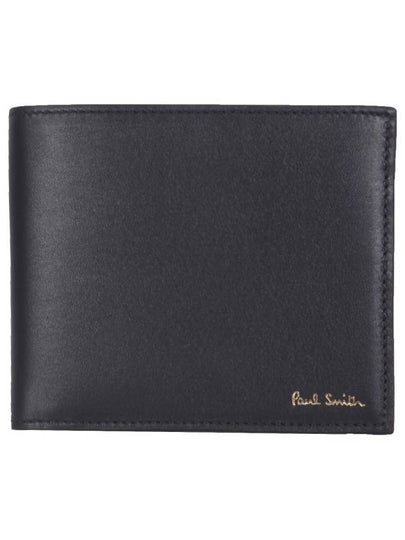 Men's Logo Signature Stripe Leather Half Wallet Black - PAUL SMITH - BALAAN 2