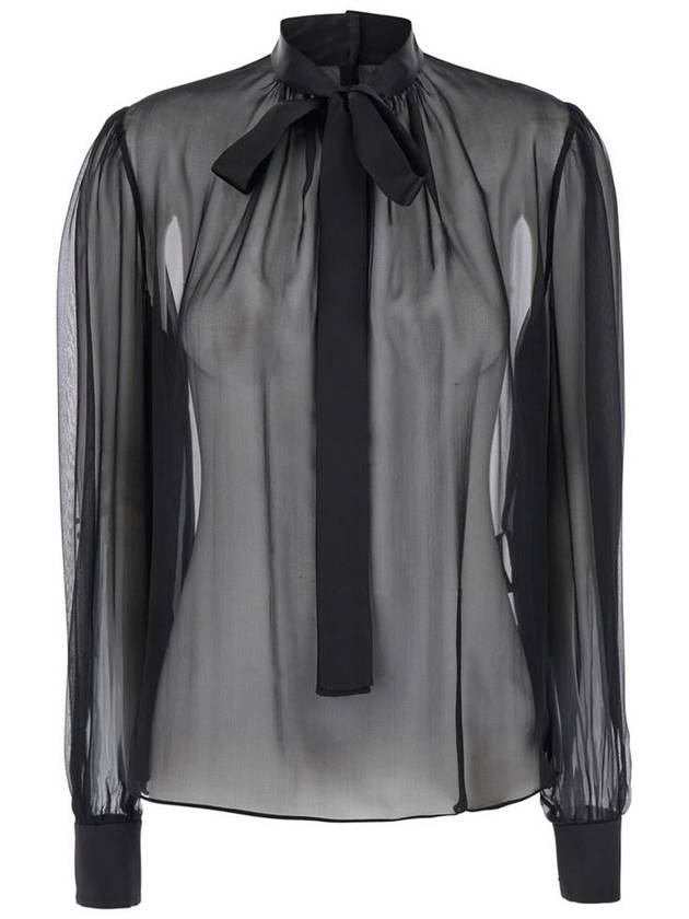 Black Blouse With Pussybow Neck In Silk Woman - DOLCE&GABBANA - BALAAN 1