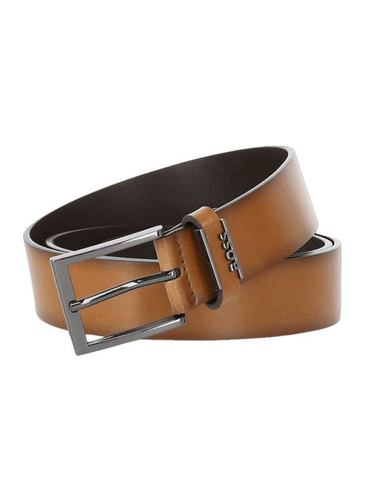 Italian Logo Leather Belt Brown - HUGO BOSS - BALAAN 1