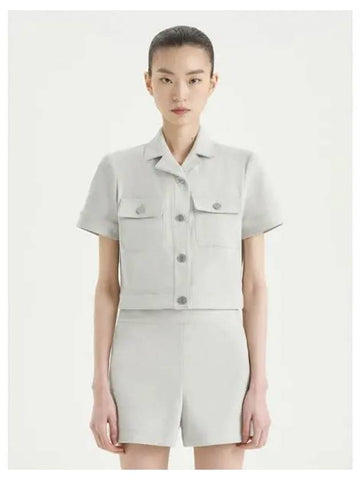 Women s Neoteric Twill Short Sleeve T Shirt Crop Spring Fall Jacket Limestone Domestic Product GM0024040879233 - THEORY - BALAAN 1