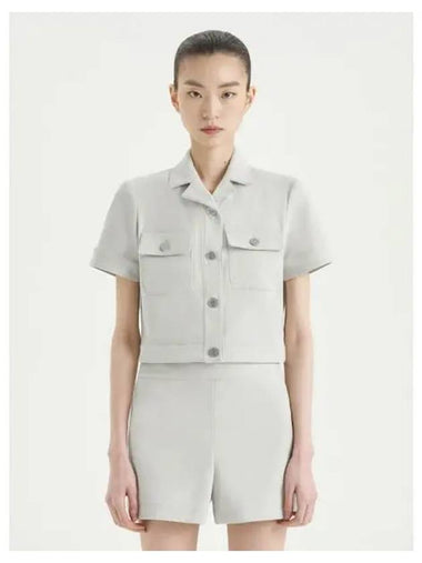 Women s Neoteric Twill Short Sleeve T Shirt Crop Spring Fall Jacket Limestone Domestic Product - THEORY - BALAAN 1