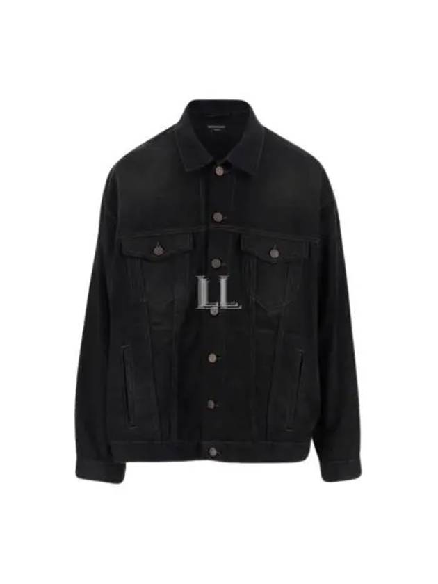 Political Campaign Logo Oversized Denim Jacket Black - BALENCIAGA - BALAAN 2