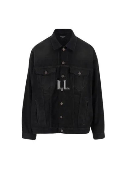 Political Campaign Logo Oversized Denim Jacket Black - BALENCIAGA - BALAAN 2