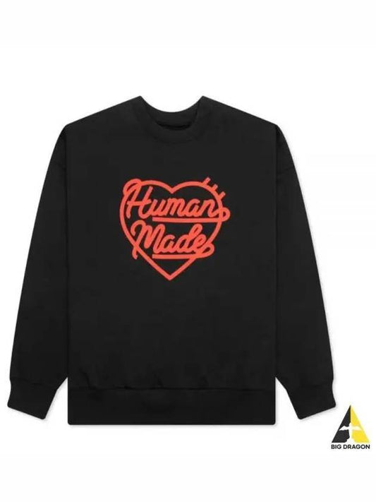HM27CS030 BLK Heart Crew Neck Sweatshirt - HUMAN MADE - BALAAN 1