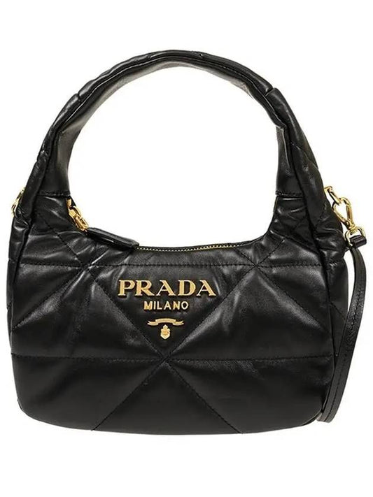 Nappa Leather Mini Bag with Topstitching Black - PRADA - BALAAN 2