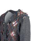 Distressed Argyle Cardigan Grey - MAISON MARGIELA - BALAAN 8