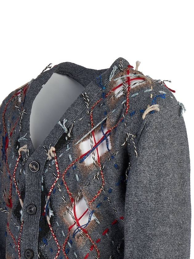 Distressed Argyle Cardigan Grey - MAISON MARGIELA - BALAAN 8