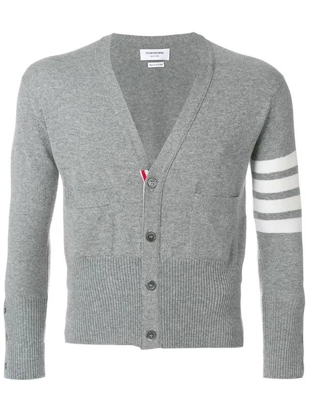 Men's Diagonal Classic Cashmere Cardigan Light Grey - THOM BROWNE - BALAAN 7