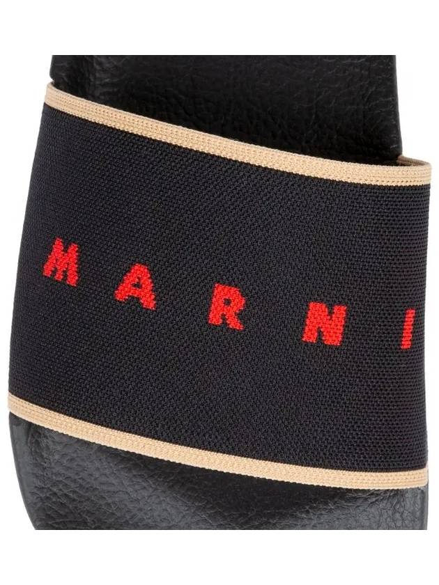 Logo Jacquard Rubber Slippers Black - MARNI - BALAAN 6