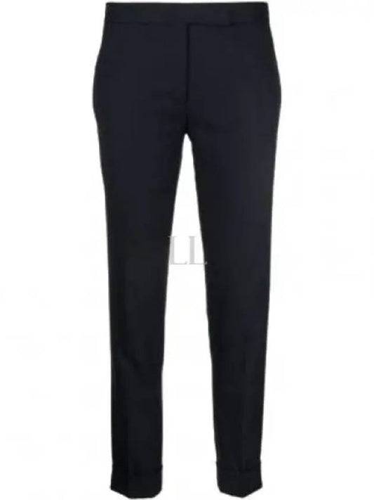 Cropped Tailored Twill Wool Skinny Straight Pants Navy - THOM BROWNE - BALAAN 2