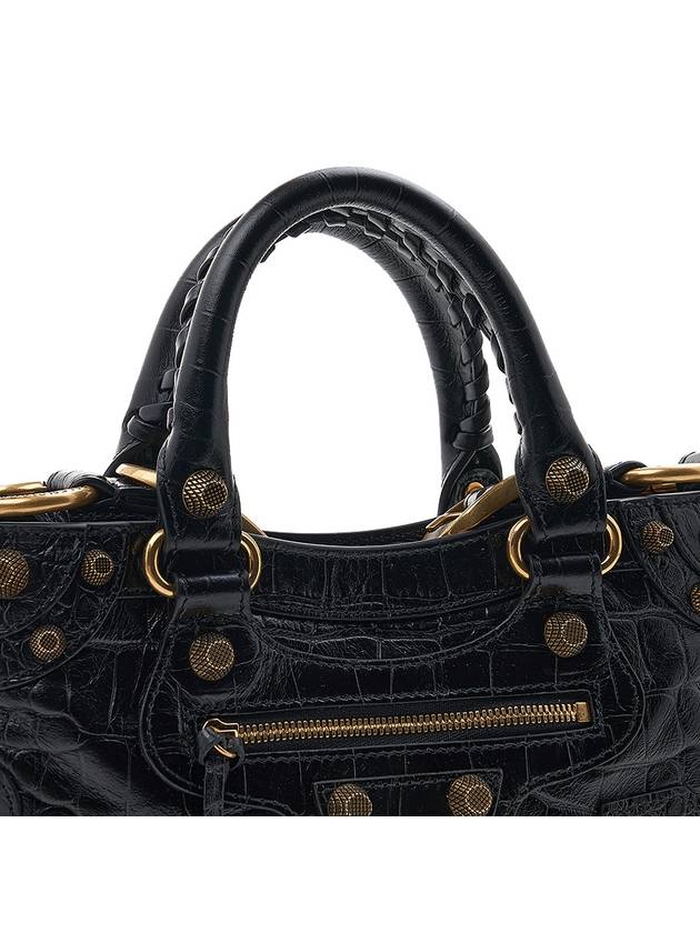 Neo Cagole Small Crocodile Embossed Leather Tote Bag Black - BALENCIAGA - BALAAN 8