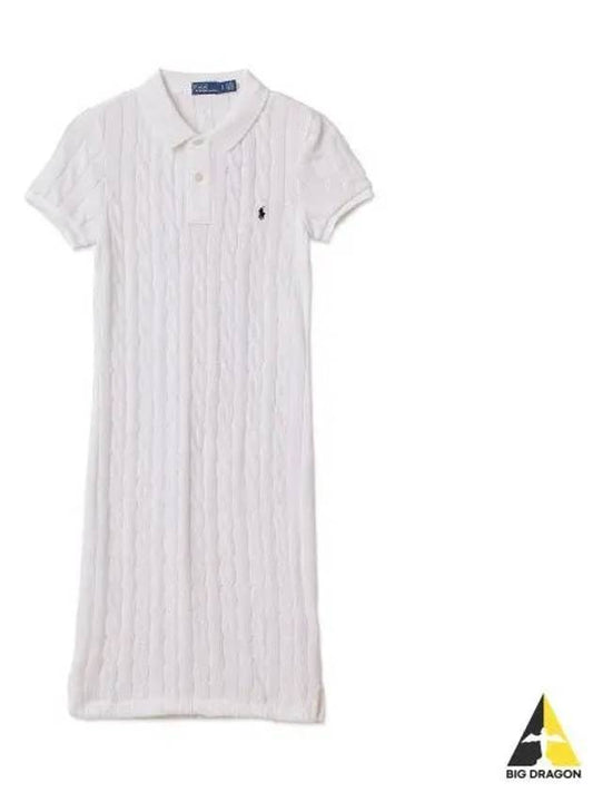 W cable knit cotton polo dress white - POLO RALPH LAUREN - BALAAN 1