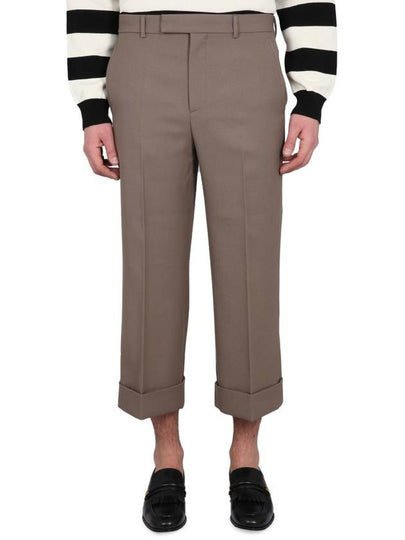 Textured Gabardine Cropped Straight Pants Brown - GUCCI - BALAAN 2