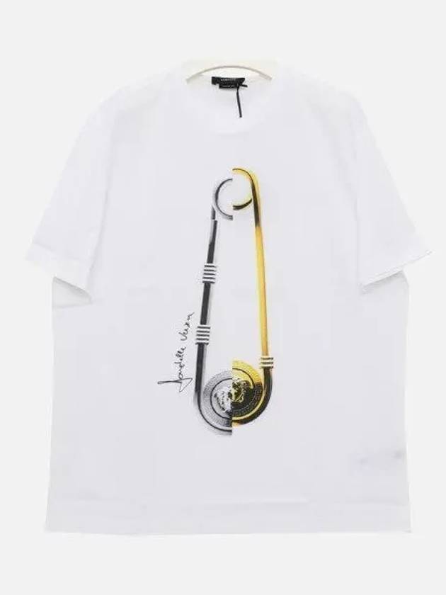 Pin Print Cotton Short Sleeve T-Shirt White - VERSACE - BALAAN 2