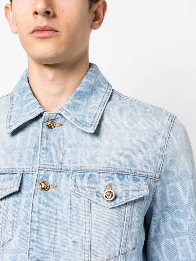 All logo over button denim jacket blue - VERSACE - BALAAN 5