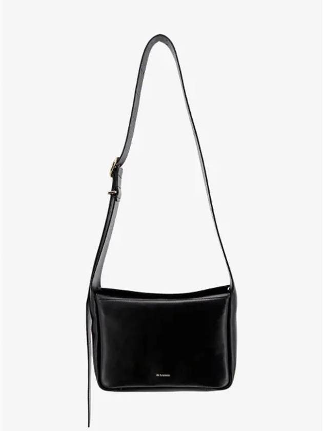 Leather Logo Print Shoulder Bag Black - JIL SANDER - BALAAN 2